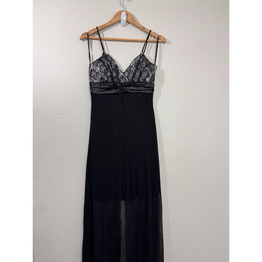 Taboo Y2K VTG Black Lace Midi Party Dress Coquette Gothic Glam Size Large